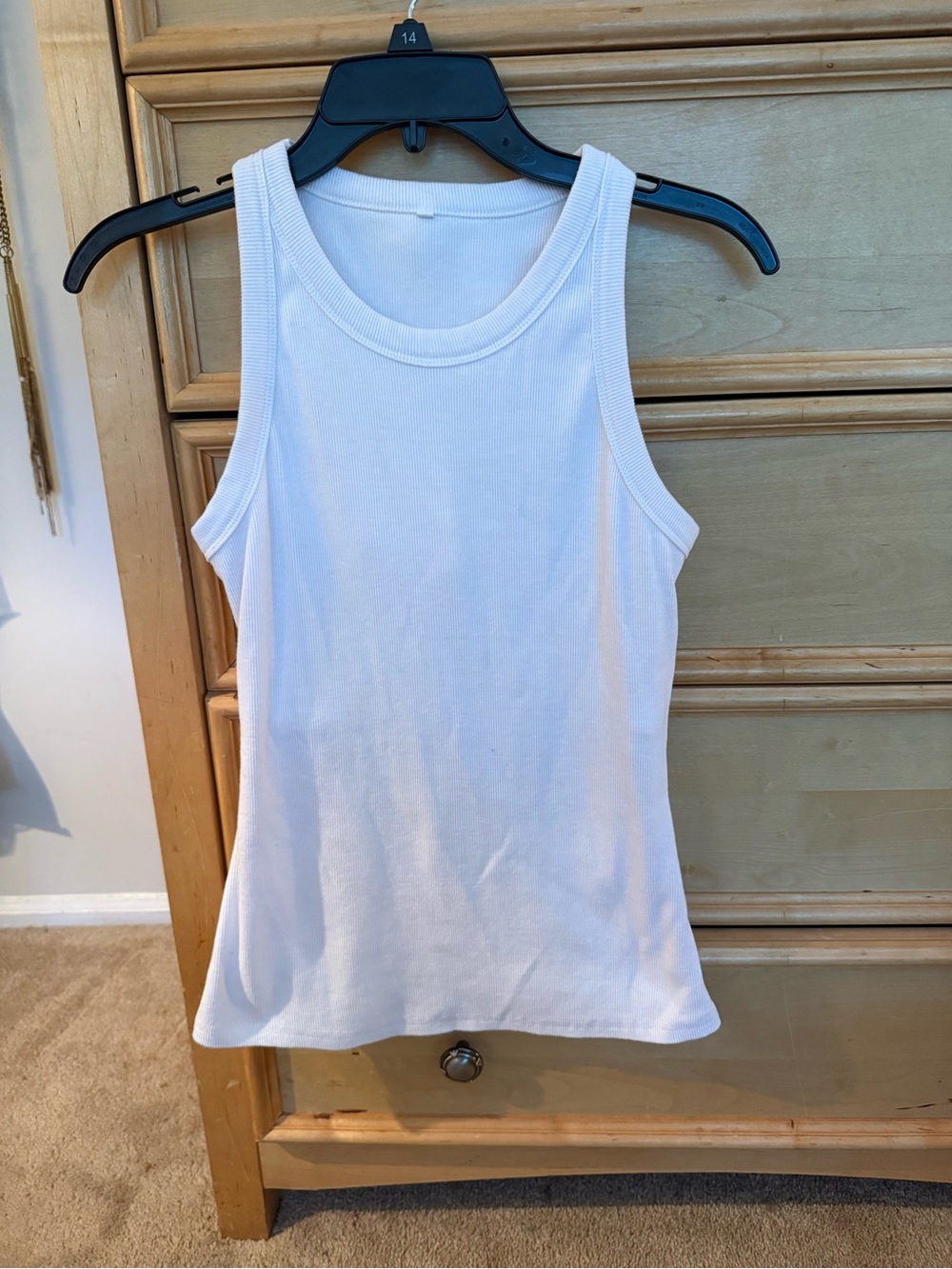 Classic White Ribbed Tank Top - Women's Sleeveless Tee with soft molded cups
